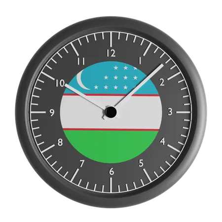 Wall clock with the flag of Uzbekistan  3D Icon