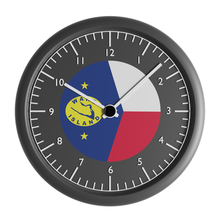 Wall clock with the flag of Wake Island  3D Icon
