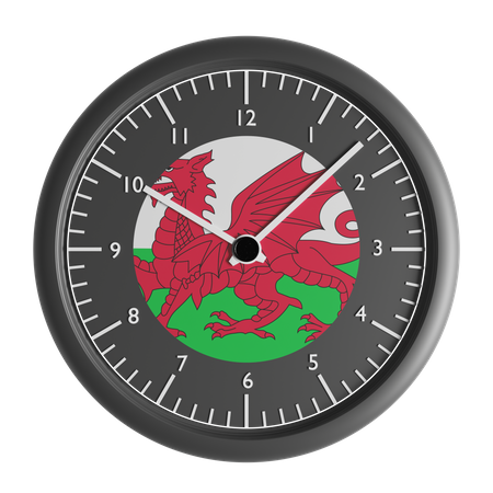 Wall clock with the flag of Wales  3D Icon