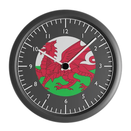 Wall clock with the flag of Wales  3D Icon