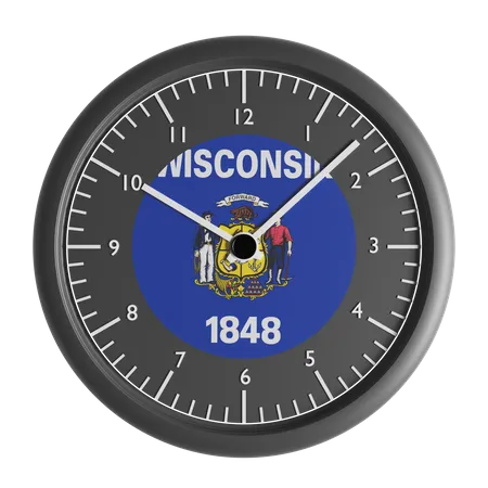 Wall clock with the flag of Wisconsin  3D Icon