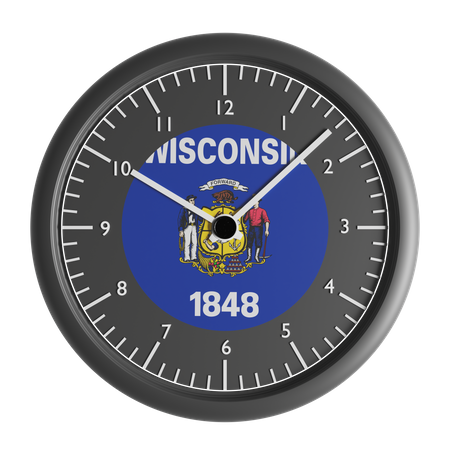Wall clock with the flag of Wisconsin  3D Icon