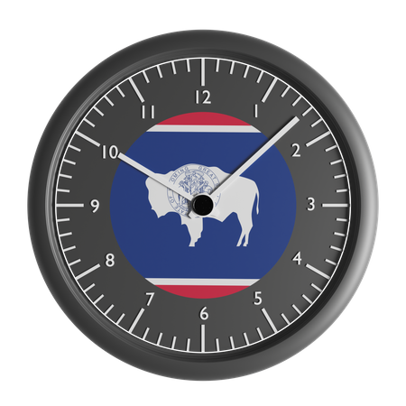 Wall clock with the flag of Wyoming  3D Icon