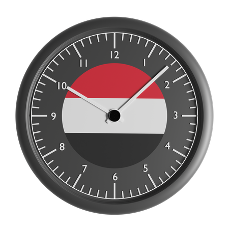 Wall clock with the flag of Yemen  3D Icon