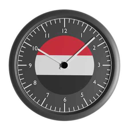 Wall clock with the flag of Yemen  3D Icon