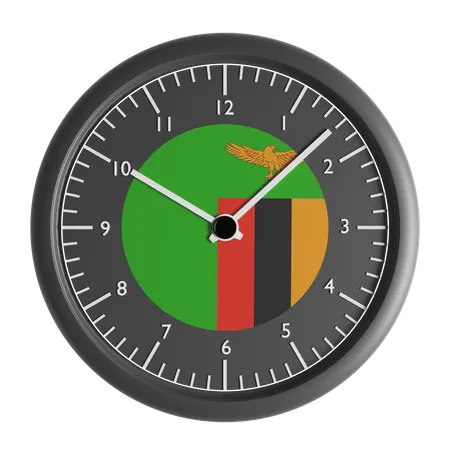 Wall clock with the flag of Zambia  3D Icon