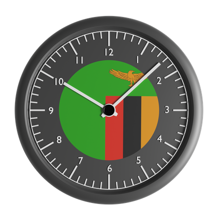 Wall clock with the flag of Zambia  3D Icon