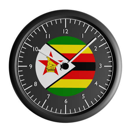 Wall clock with the flag of Zimbabwe  3D Icon