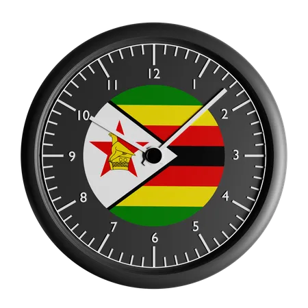 Wall clock with the flag of Zimbabwe  3D Icon