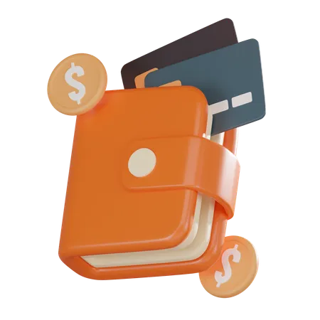 Transactions With Our Striking Embrace The Future Of Finance As Coins Float Around Wallet And Credit Card Icon Symbolizing Modern Cashless Living 3 D Render Illustration 3D Icon