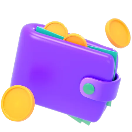 Wallet With Coins Illustration In 3 D Design 3D Icon