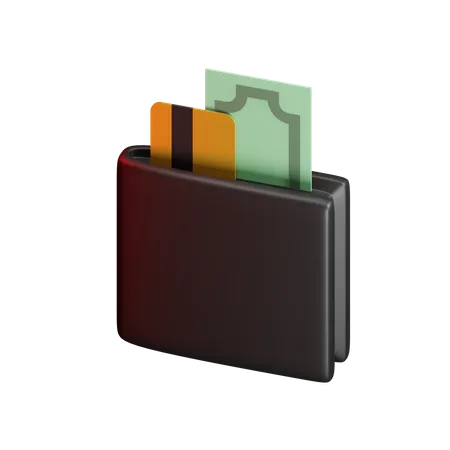 3 D Rendering Icon Illustration Of Wallet With Card And Money 3D Illustration