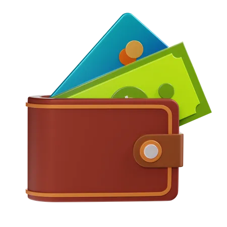 Wallet With Cash And Credit Card In Transparent Background 3 D Illustration 3D Illustration