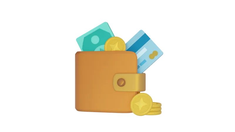 Wallet With Cash 3D Icon