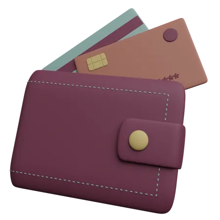 3 D Wallet And Cards Illustration 3D Icon