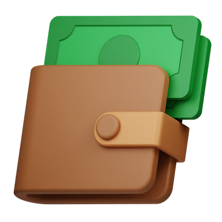 Wallet and Cash  3D Icon