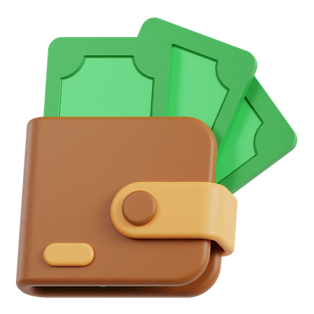 Wallet And Cash Money  3D Icon