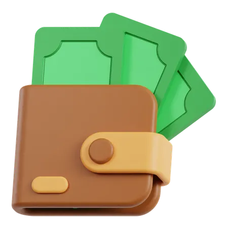 Wallet And Cash Money  3D Icon