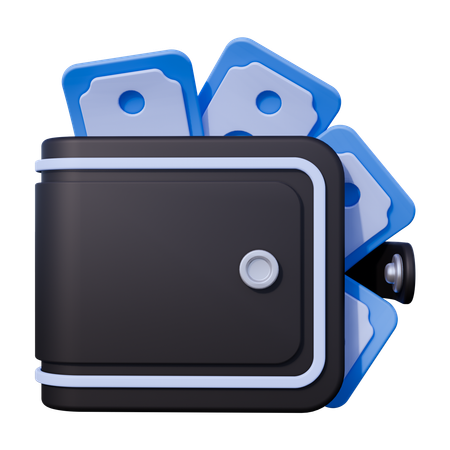 Wallet and Cash Money  3D Icon