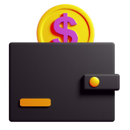 Wallet and coin  3D Icon