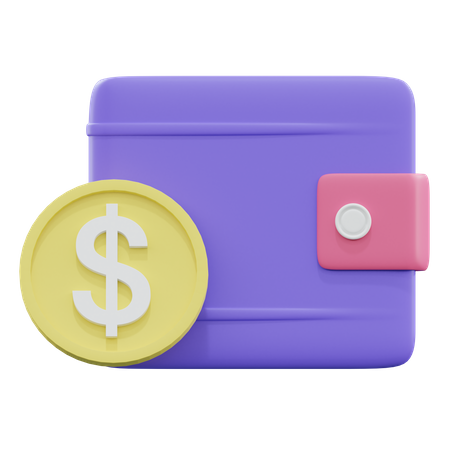 Wallet And Coin 3D Illustration