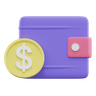 3d wallet and coin emoji