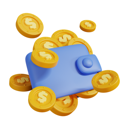 Wallet And Coins  3D Illustration