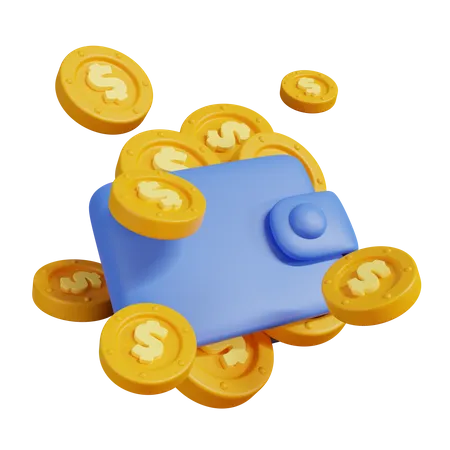 Wallet And Coins  3D Illustration