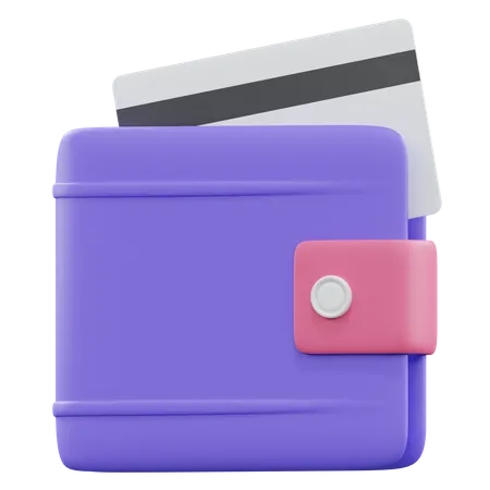 Wallet With Credit Card 3D Illustration