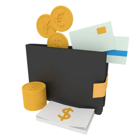 Wallet And Money  3D Icon