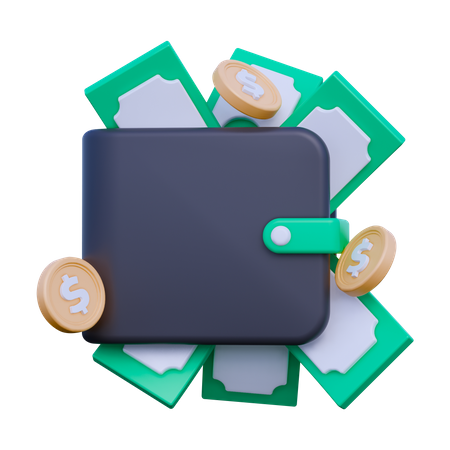 Wallet And Money  3D Icon