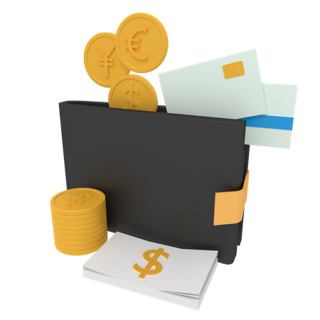 Wallet And Money 3D Illustration