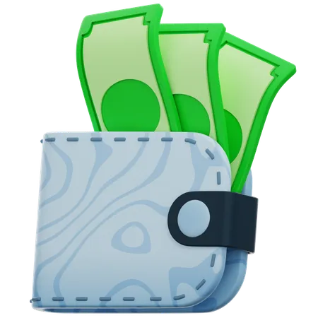 3 D Money Wallet With Green Cash Online Payment Business Financial Investment Concept 3 D Illustration 3D Icon