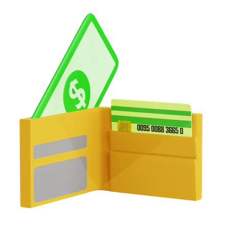 Wallet Contains Money And Credit Cards  3D Icon
