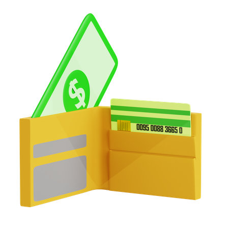 Wallet Contains Money And Credit Cards  3D Icon