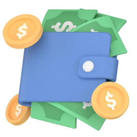 Wallet Dollar Coin  3D Icon