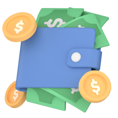 Wallet Dollar Coin  3D Icon
