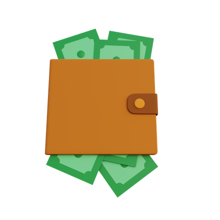 Wallet full of money  3D Icon