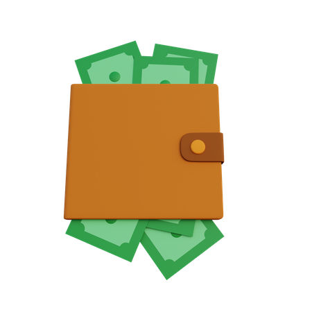 Wallet full of money 3D Illustration