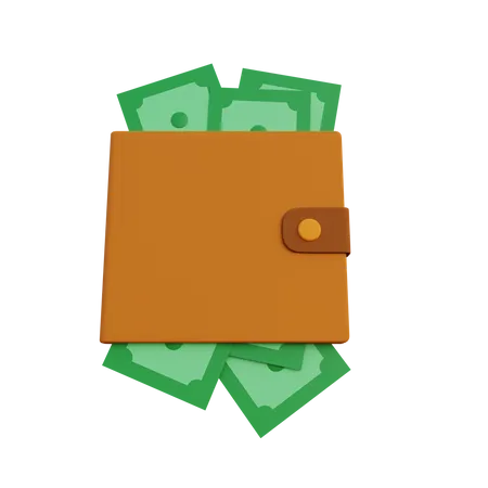 Wallet full of money  3D Illustration