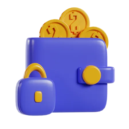 Wallet Lock Icon Illustration 3 D Rendering 3D Icon