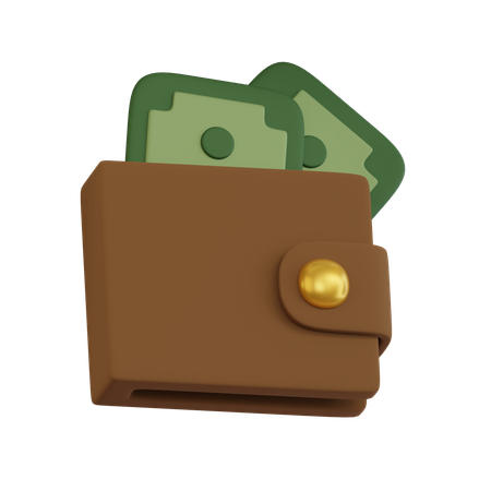 Wallet With Bills  3D Icon