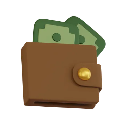 Wallet With Bills  3D Icon