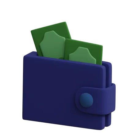 Wallet With Bills  3D Icon