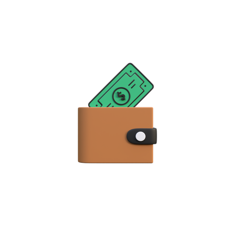 Wallet with Cash  3D Icon