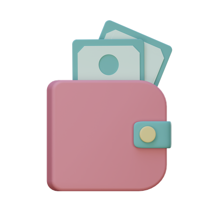 Wallet With Cash  3D Icon