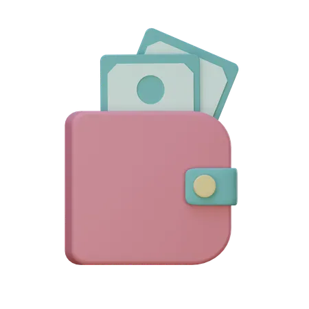 Wallet With Cash  3D Icon
