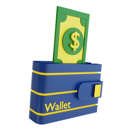 Wallet with cash 3D Illustration
