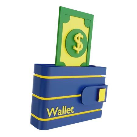 Wallet with cash  3D Illustration