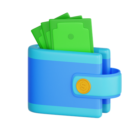 Wallet With Cash Inside And Coin Symbol  3D Icon